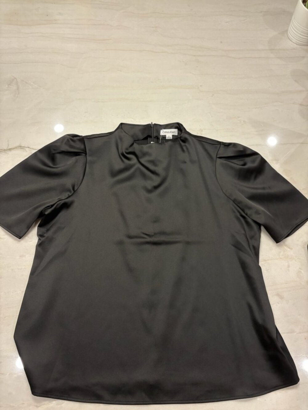 Calvin Klein, Silk Blouse, Black, L